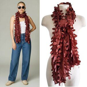 Cool Rock n Roll Eclectic Frilly Brown Laser Cut Long Scarf 64" x 14" Length